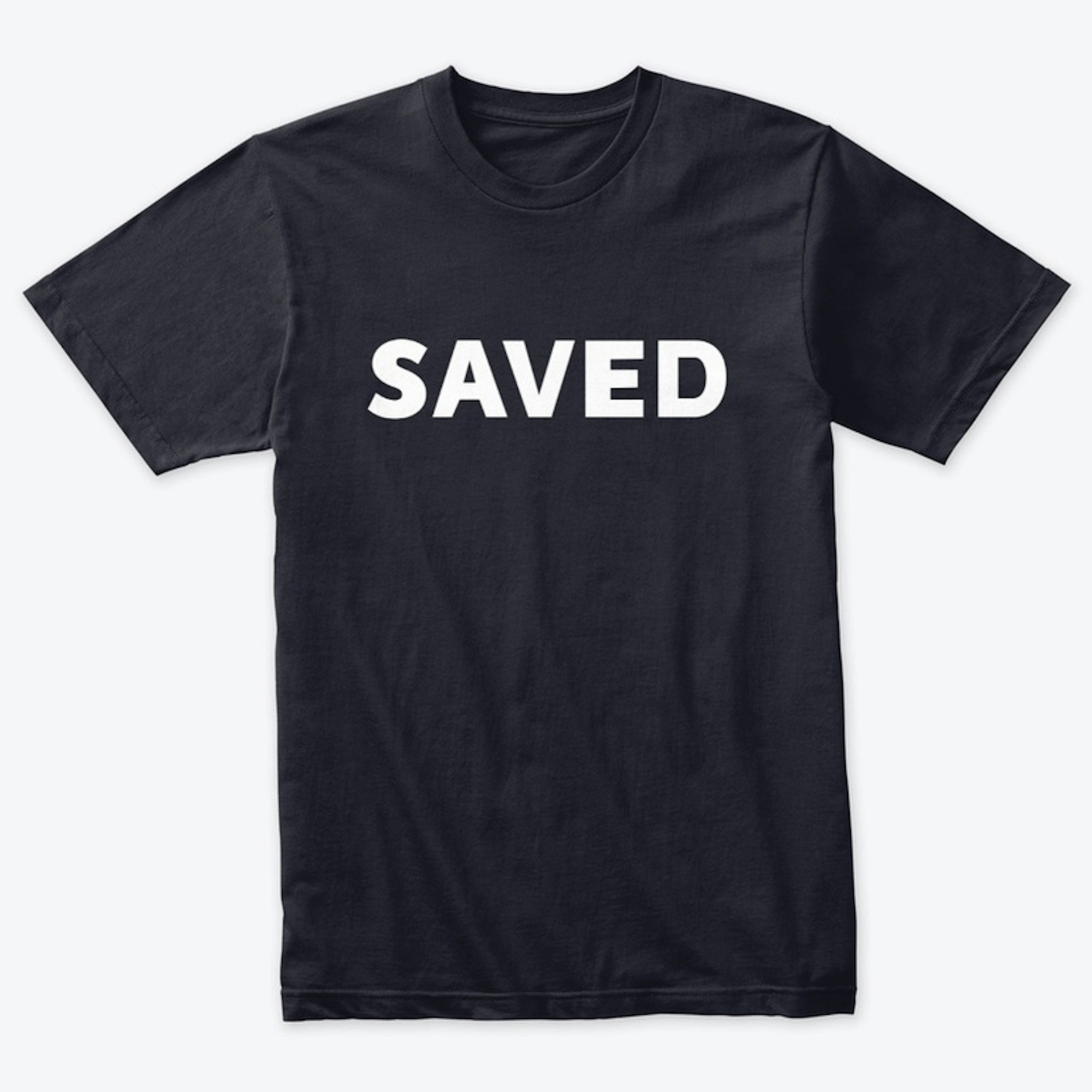 "SAVED"  White Text