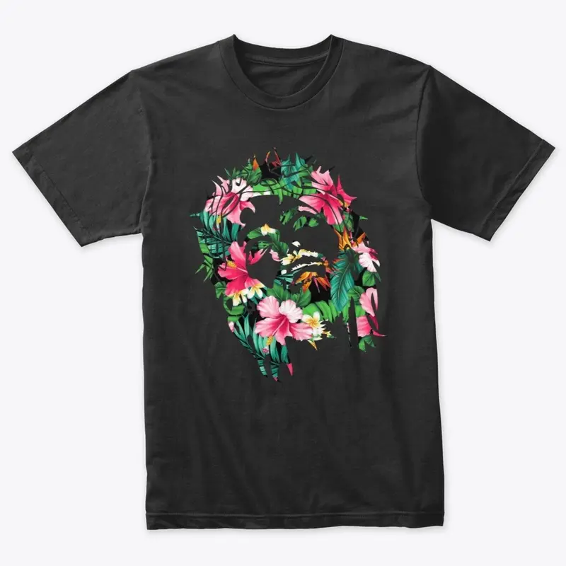 Jesus face floral design black tee